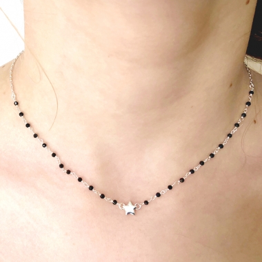 collier perle noire chaine argent collier perle noire chaine argent